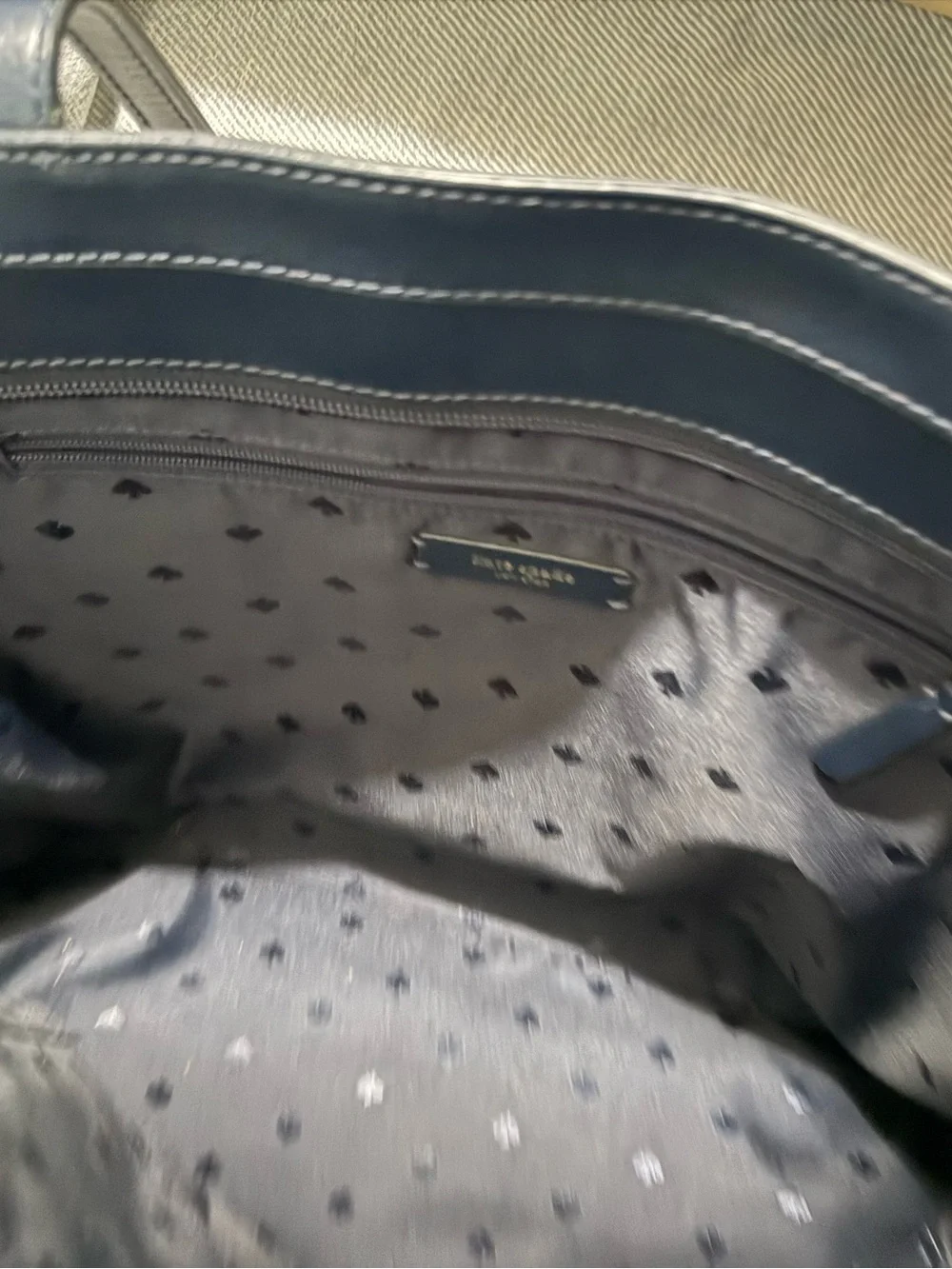 kate spade New York navy blue Leather Tote Bag